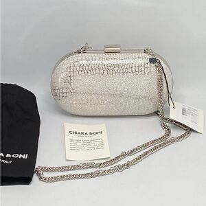 Chiara Boni Alba Metallic Leather Clutch